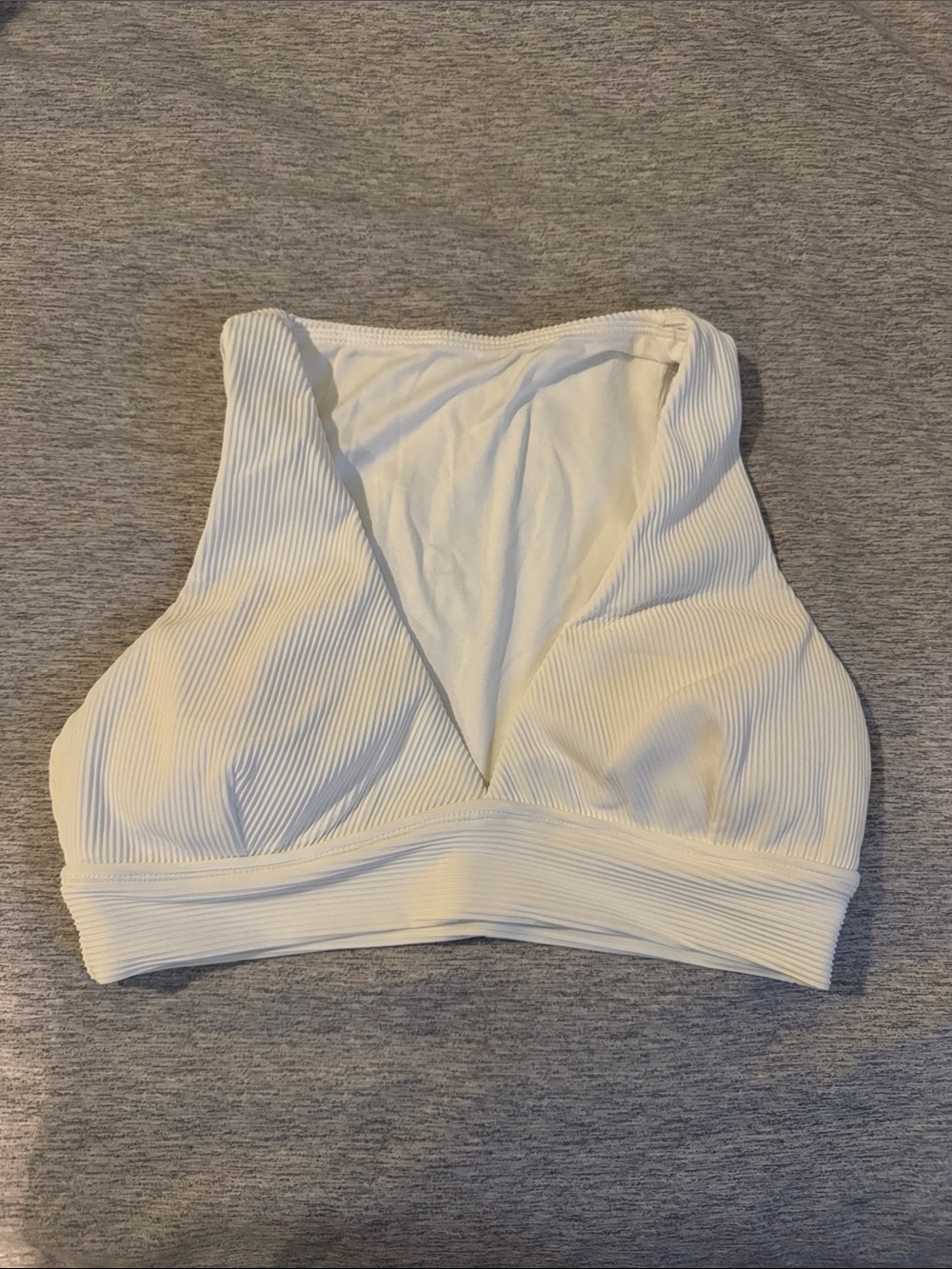 BuffBunny White Ribbed Sports Bra